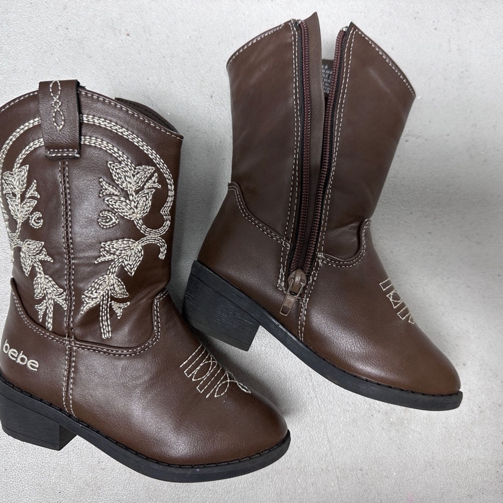 bebe Girls' Classic Western Cowboy Boots - Mid Calf Toddlers 8